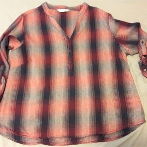 3/$15 Lee Riders Long Sleeve Flannel 1X Top Pink